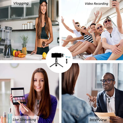 2.4G Wireless Lavalier Noise Cancelling Clip-on Microphone for iPhone, Android