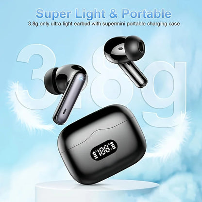 ProX Wireless Earbuds ANC 40dB, BT 5.3, 6-Mic ENC, LED