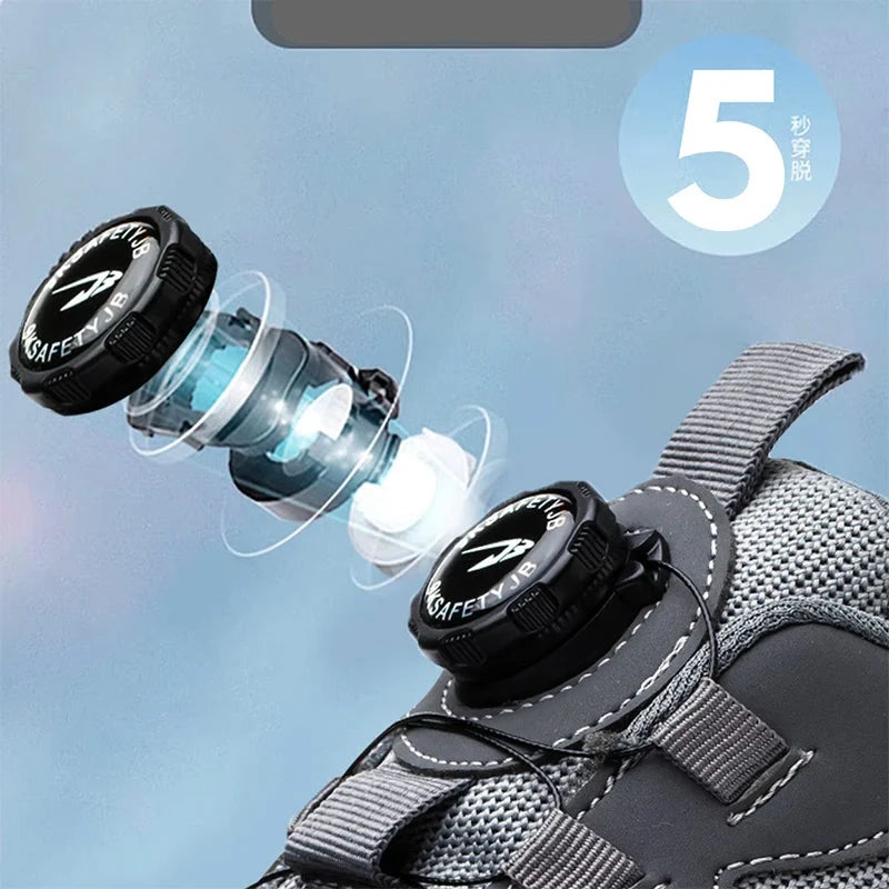 Rotating Button Safety Shoes for Men