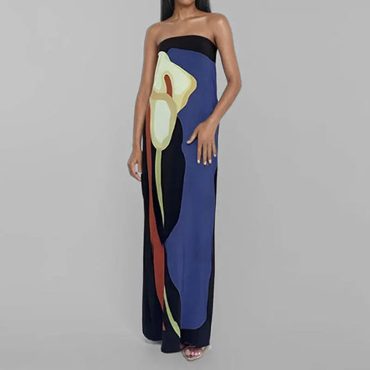 Aurora Floral Strapless Maxi Dress | Backless Summer Evening Gown