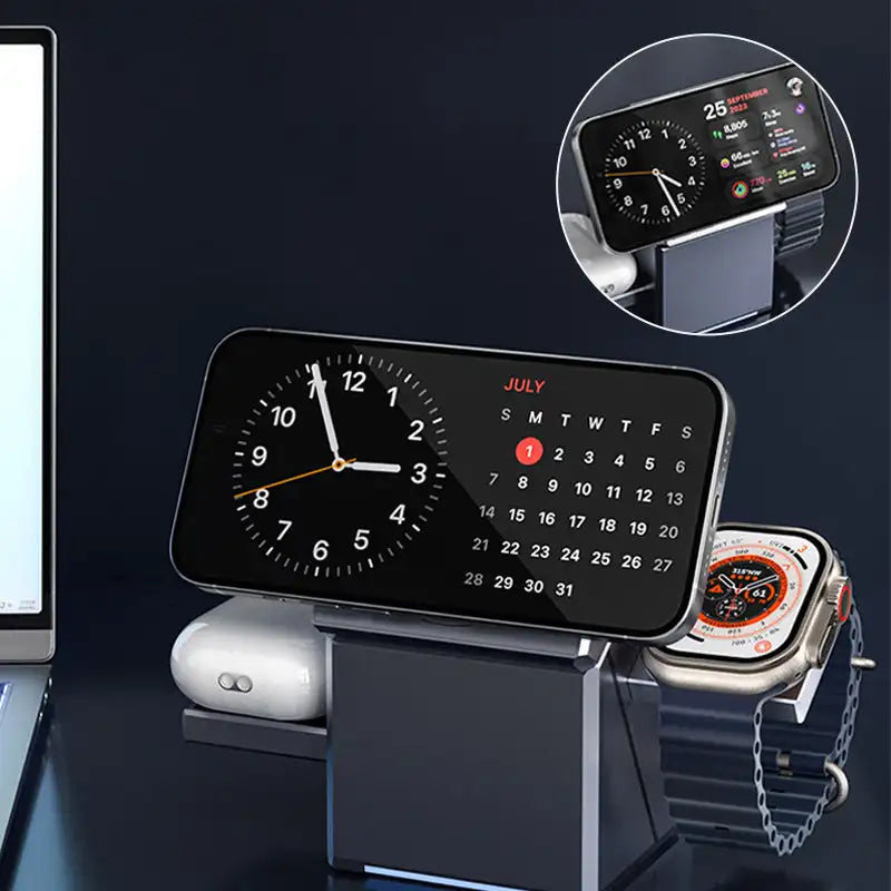 Qi2 3-in-1 Magnetic Wireless Charger for iPhone Apple Watch AirPods