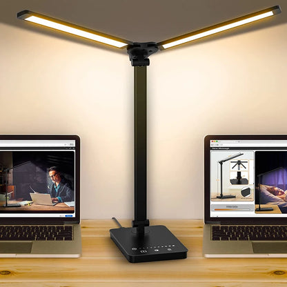 Double Head LED Desk Lamp 5 Colour Modes Eye-Caring Piano