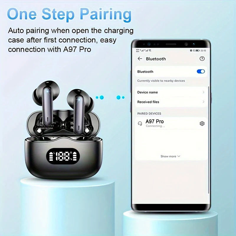 ProX Wireless Earbuds ANC 40dB, BT 5.3, 6-Mic ENC, LED