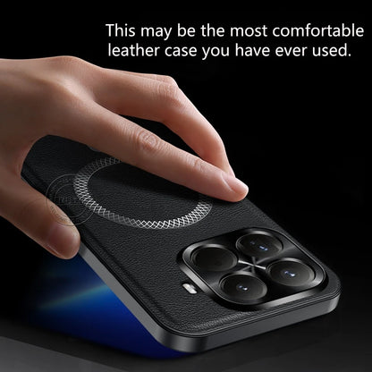 Premium Luxury Leather Xiaomi 15T Metal Ring Case
