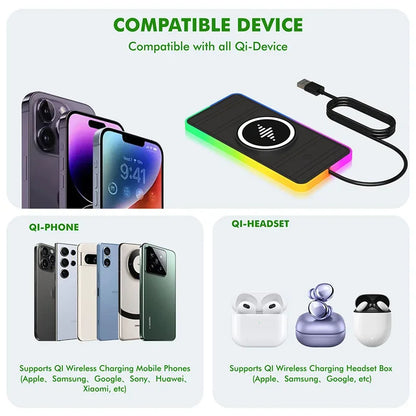 30W Magnetic Car Wireless Charger Pad with RGB Light