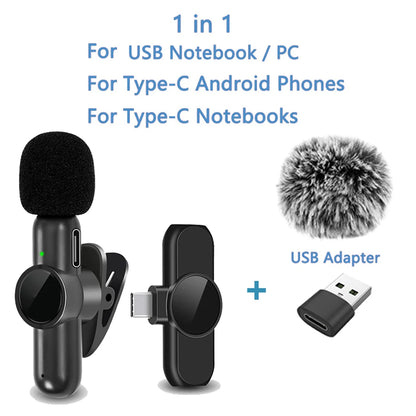 2.4G Wireless Lavalier Noise Cancelling Clip-on Microphone for iPhone, Android