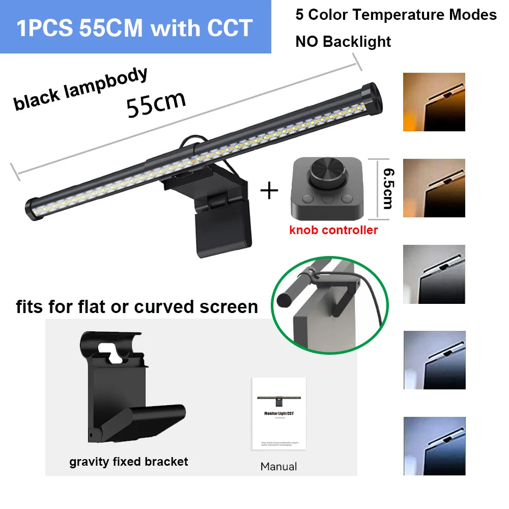 LED Monitor Light Remote Control Stepless Dimmable