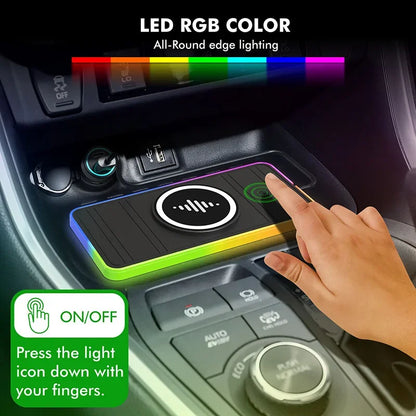 30W Magnetic Car Wireless Charger Pad with RGB Light