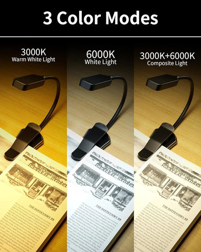 Rechargeable Book Reading Light - 3 Colour Eye-Caring Lamp