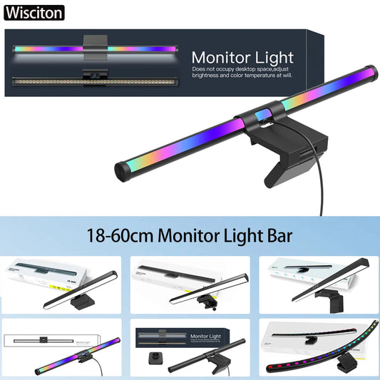 LED Monitor Light Bar 18-60cm Dimmable RGB Screen Hanging