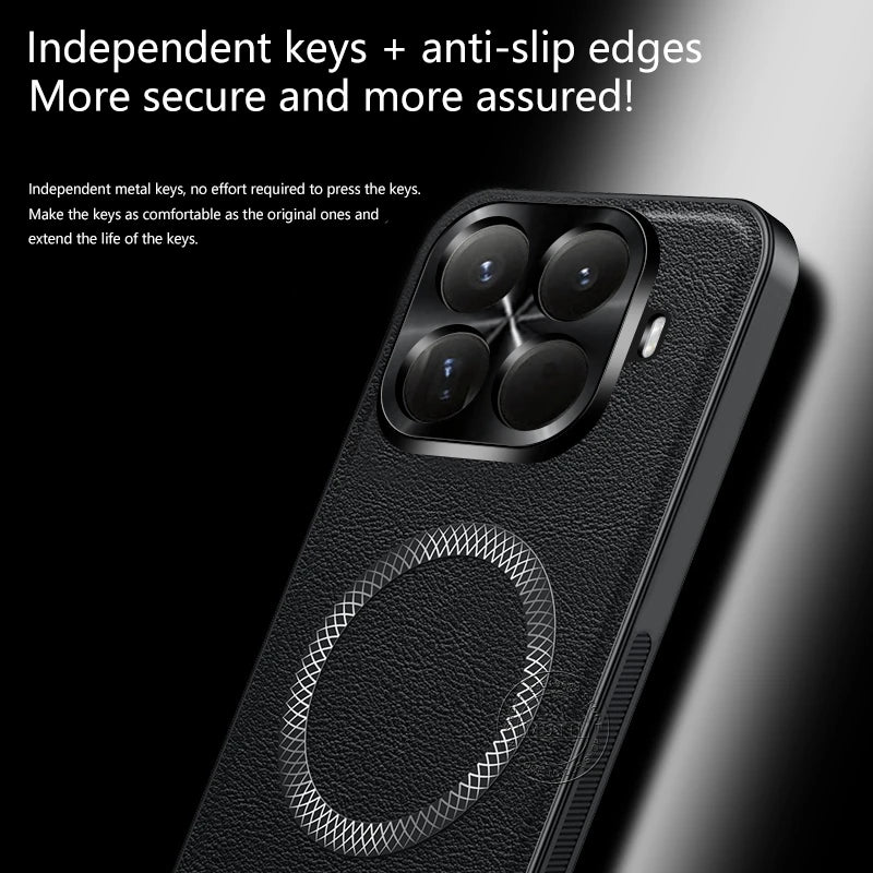 Premium Luxury Leather Xiaomi 15T Metal Ring Case
