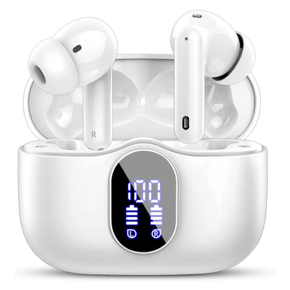 SoundSync Wireless Earbuds Bluetooth 5.3, 36H, 4-Mic ENC, LED