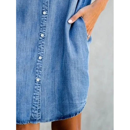 Elara Denim Shirt Dress | Retro Commuter Style"