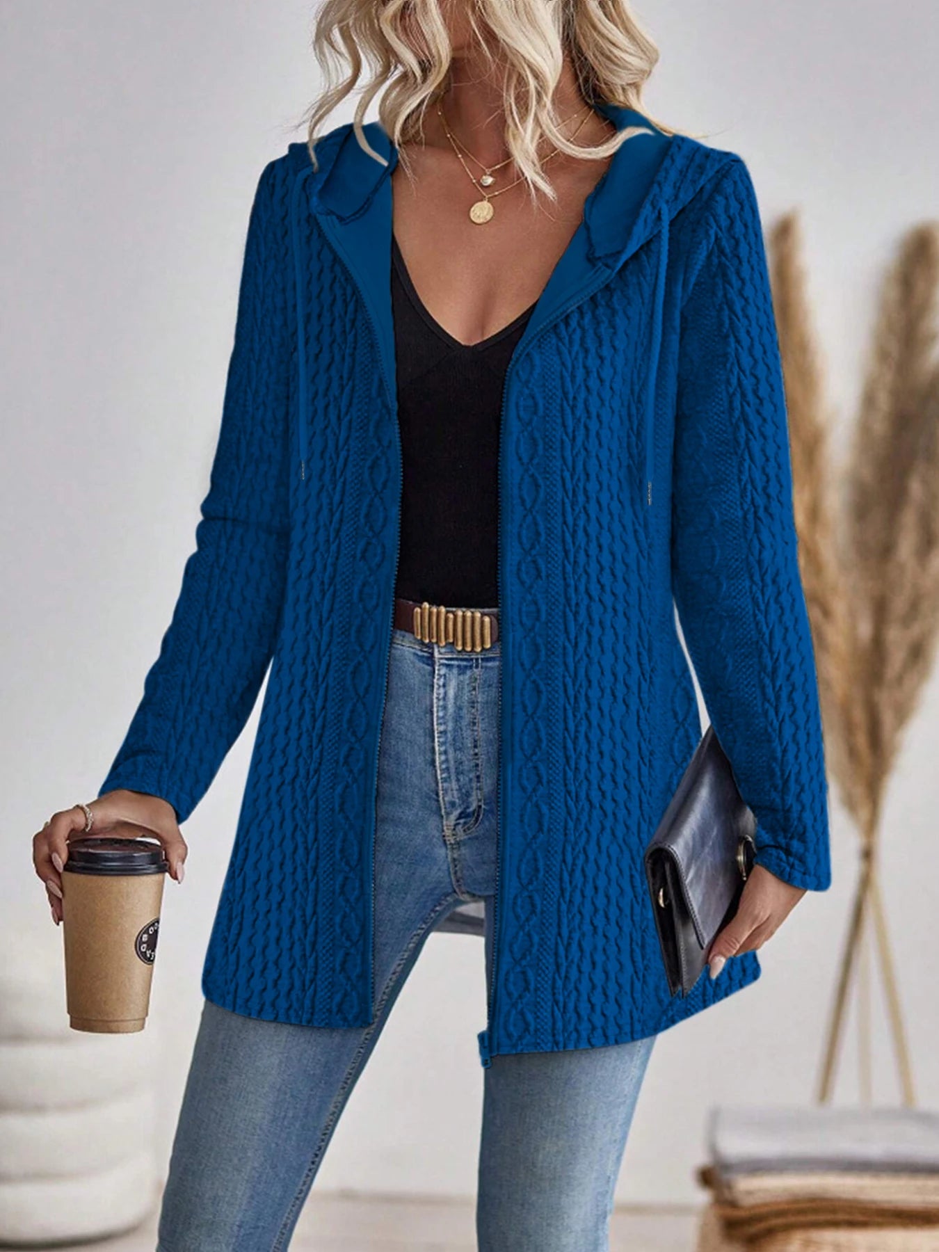 Aurora Zip Hoodie | Textured Casual Elegance