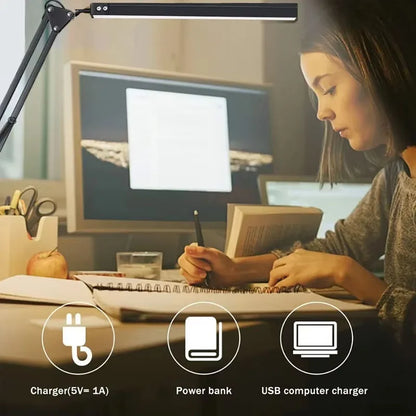 10W LED Desk Lamp Clamp Swing Arm 10 Brightness 3 Modes