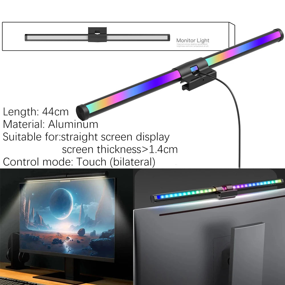 LED Monitor Light Bar 18-60cm Dimmable RGB Screen Hanging
