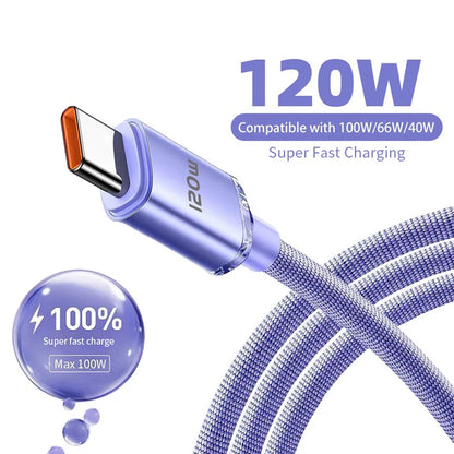 120W Braided USB-C Fast Charging Cable
