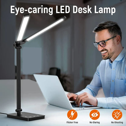 Double Head LED Desk Lamp 5 Colour Modes Eye-Caring Piano