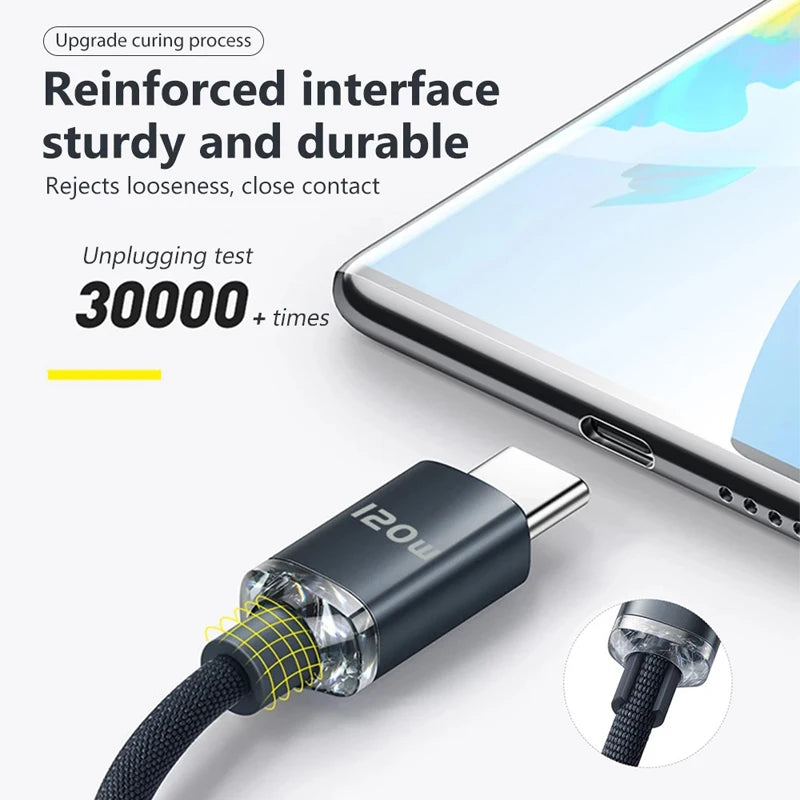 120W Braided USB-C Fast Charging Cable