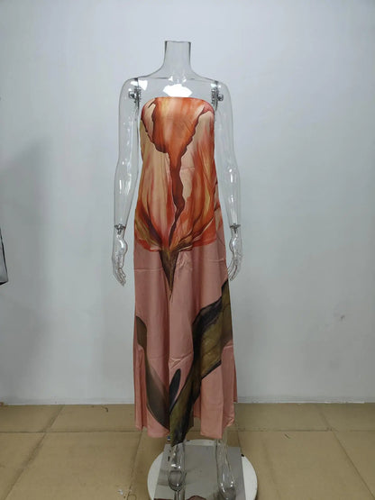 Aurora Floral Strapless Maxi Dress | Backless Summer Evening Gown