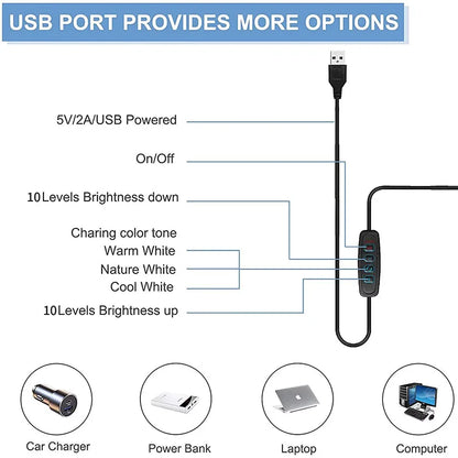 10W LED Desk Lamp Clamp Swing Arm 10 Brightness 3 Modes