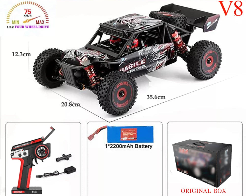 Wltoys 124017-V8 1/12 RC Car – 75KM/H, 4WD, Brushless Motor, Off-Road Drift