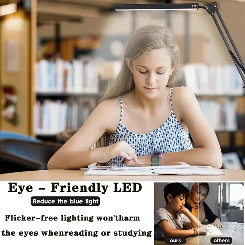 10W LED Desk Lamp Clamp Swing Arm 10 Brightness 3 Modes