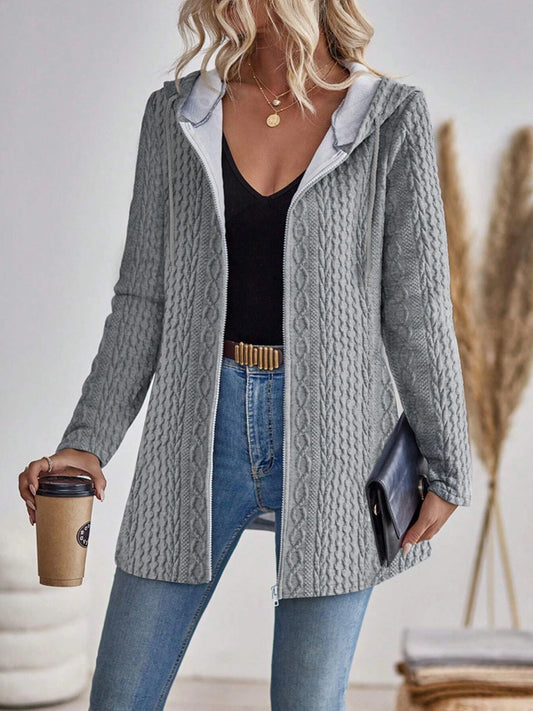 Aurora Zip Hoodie | Textured Casual Elegance