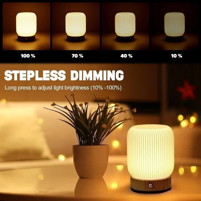 Touch Night Light 3 Colour Rechargeable Bedroom Table Lamp