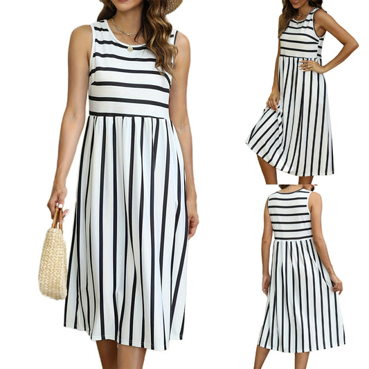 Aurora Striped Tank Dress | Casual Pocket Summer Wear
