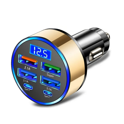 USB-C Car Charger Adapter | 6-in-1 Fast Charge, Dual Type-C