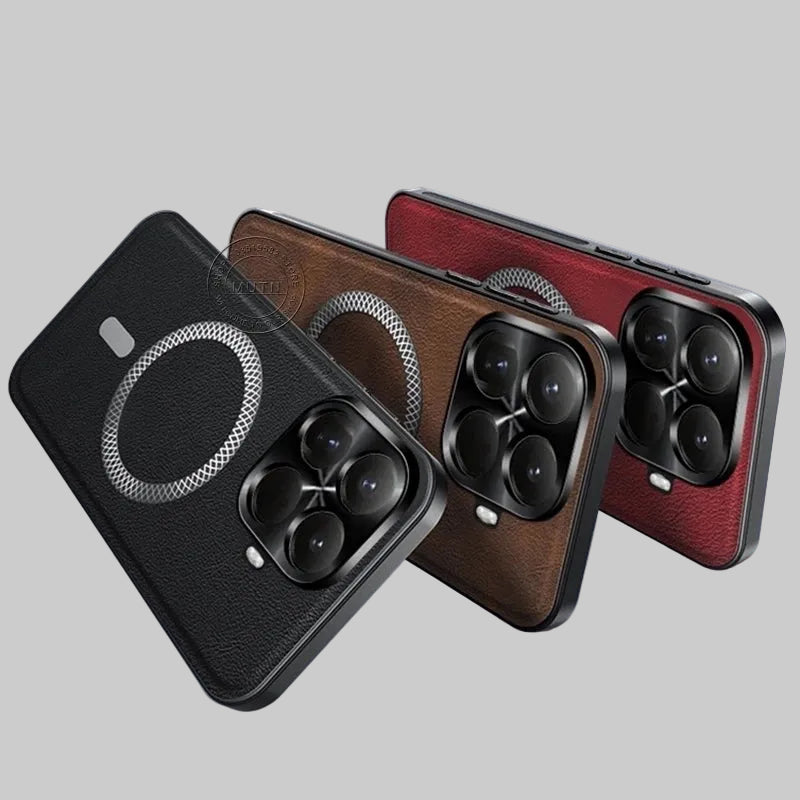 Premium Luxury Leather Xiaomi 15T Metal Ring Case