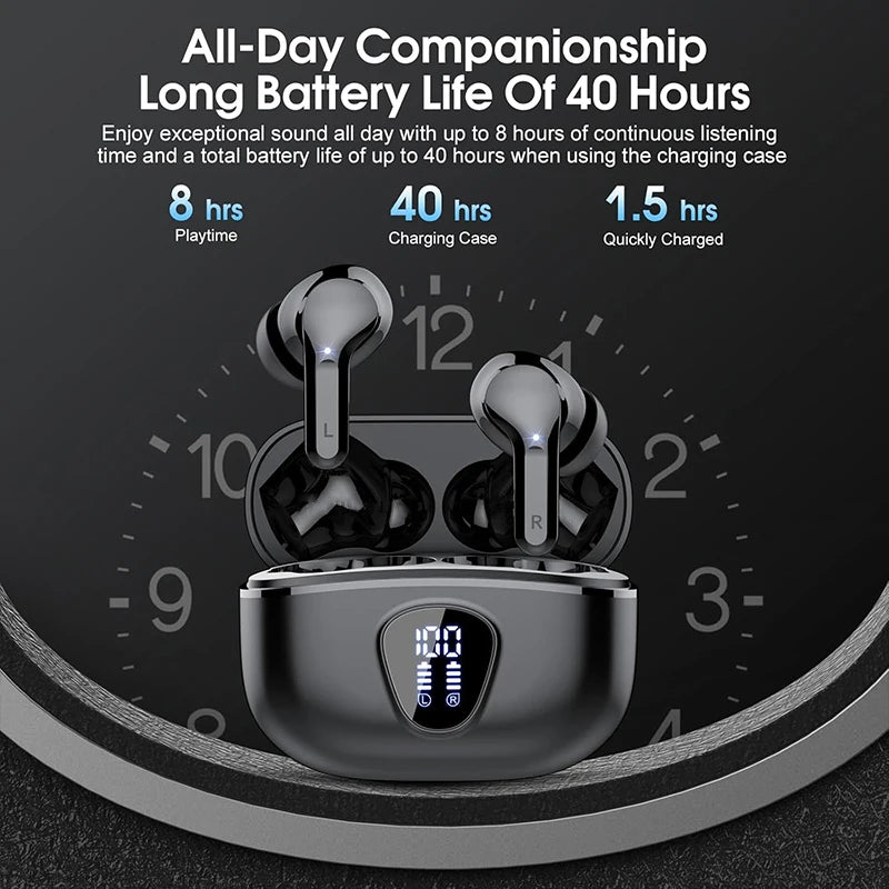 ProX TWS Bluetooth 5.4 Earphones, 60H ANC, IP7, LED