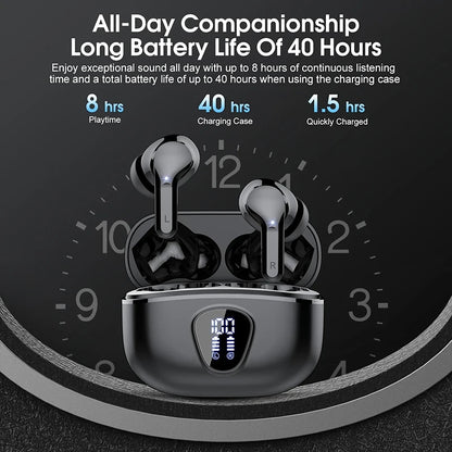 ProX TWS Bluetooth 5.4 Earphones, 60H ANC, IP7, LED