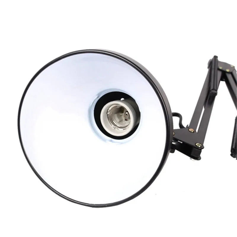 E27 Desk Lamp EU/US Plug Flexible Swing Arm Clamp Mount