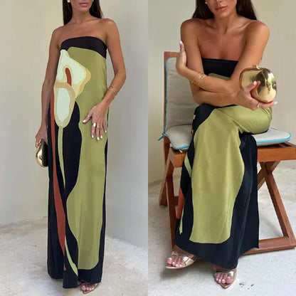 Aurora Floral Strapless Maxi Dress | Backless Summer Evening Gown