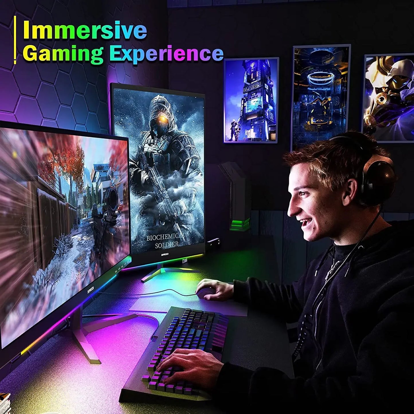 30cm RGBIC LED Light Bar Bluetooth App Remote Gaming Ambient