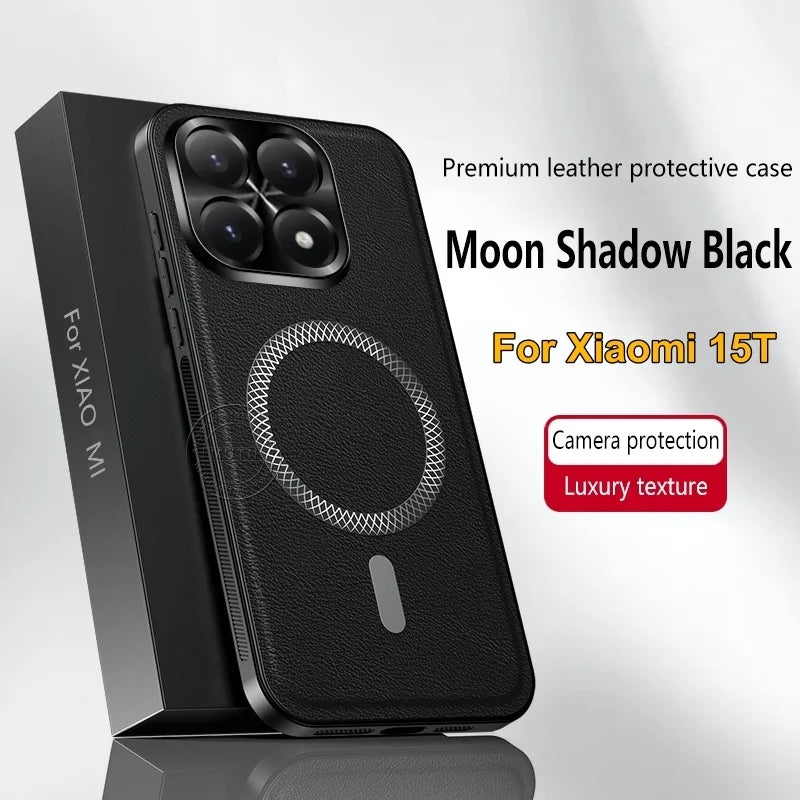 Premium Luxury Leather Xiaomi 15T Metal Ring Case