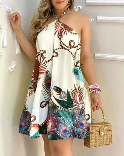 Aurora Boho Backless Dress | Floral Halter Neck Maxi