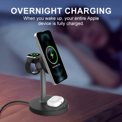 3-in-1 Magnetic Wireless Charger Stand for iPhone & Apple Watch