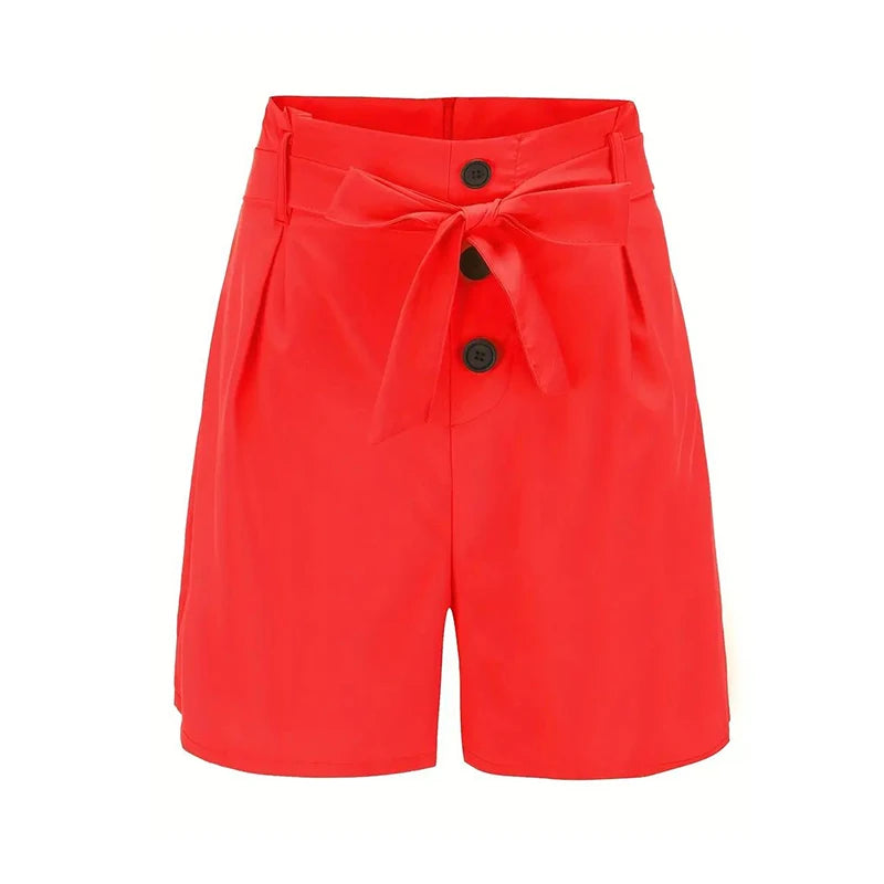 Aurora Y2K High Waist Shorts | Tie & Button Front