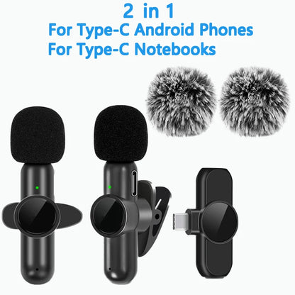 2.4G Wireless Lavalier Noise Cancelling Clip-on Microphone for iPhone, Android