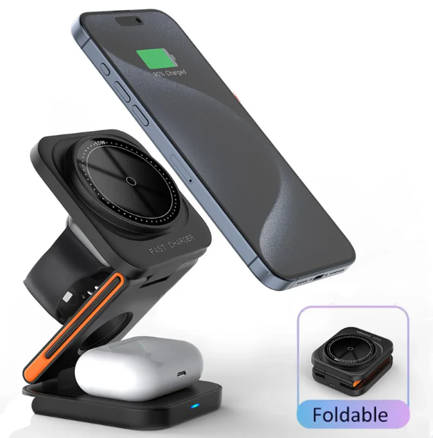 3in1 Foldable MagSafe Wireless Charger for iPhone & Apple Watch