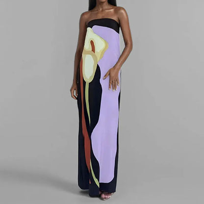 Aurora Floral Strapless Maxi Dress | Backless Summer Evening Gown