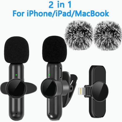 2.4G Wireless Lavalier Noise Cancelling Clip-on Microphone for iPhone, Android