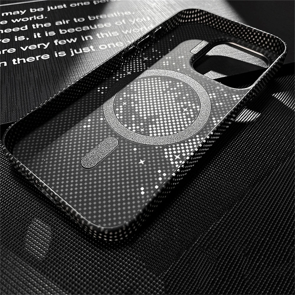 Carbon Fibre MagSafe iPhone Case Metal Lens Holder