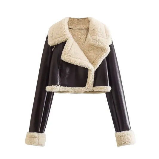 Vera Vintage Zipper Jacket | Women’s Thick Lapel Winter Outerwear