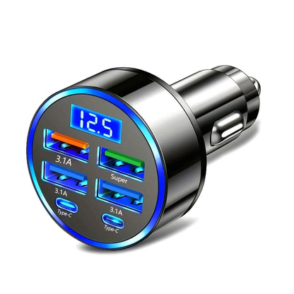 USB-C Car Charger Adapter | 6-in-1 Fast Charge, Dual Type-C
