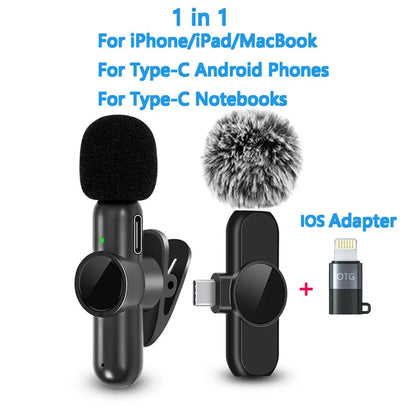 2.4G Wireless Lavalier Noise Cancelling Clip-on Microphone for iPhone, Android