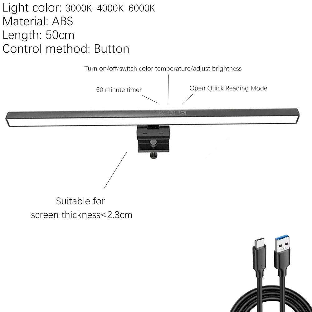 Monitor Light Bar 33-60cm RGB Eye Protection Timed Dimmable